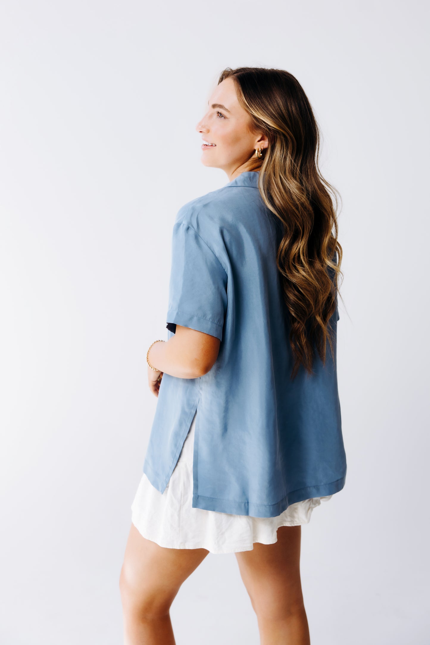 Washable Silk Camp Button Down Shirt